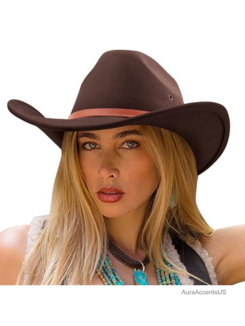 Western Cowboy Hat Wide Brim Felt Belt Buckle Unisex Adult